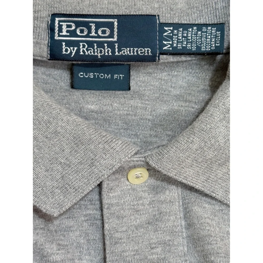 Polo Ralph Lauren Mens M Custom Fit Polo Shirt Heather Gray Short Sleeve‎